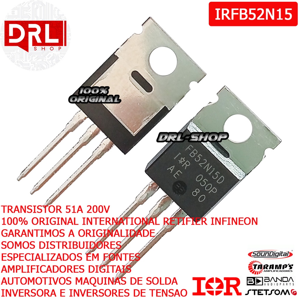 Kit 4 Irfb52n15 Transistor FB52N15 Taramps Stetsom Banda
