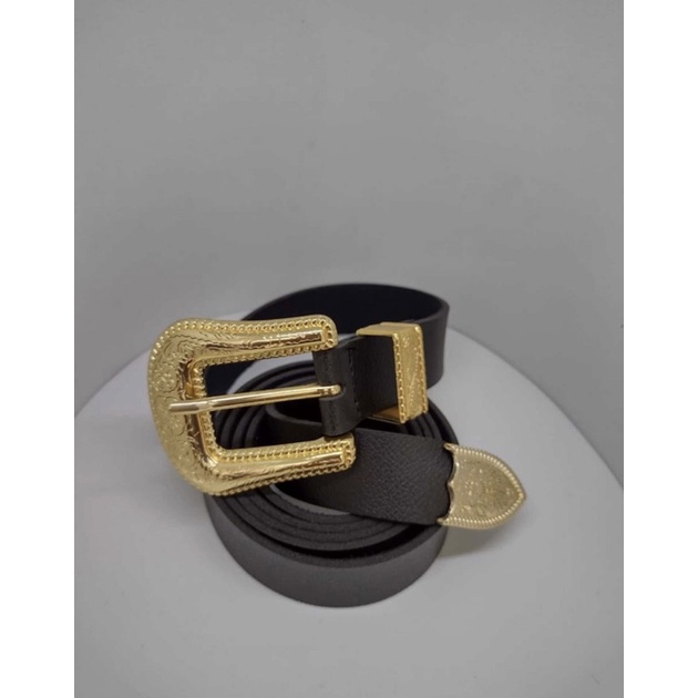Cinto Preto Plus Size com Fivela Dourada