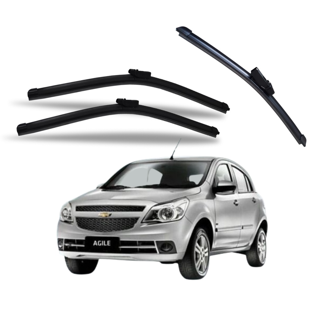 Kit Palheta Limpador Parabrisa Dianterio Traseiro Chevrolet Agile 2012 2013 2014 2015 2016 2017 2018 em Oferta na Shopee