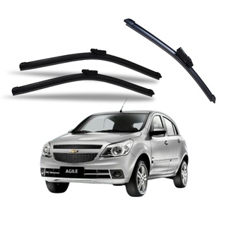 Kit Palheta Limpador Parabrisa Dianterio + Traseiro Chevrolet Agile 2011 2012 2013 2014 2015 2016 2017 2018