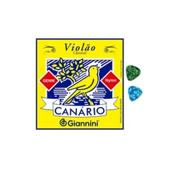 Encordoamento para Violão Náilon 6 cordas Giannini Canário GENW Média sem bolinha + 2 palhetas