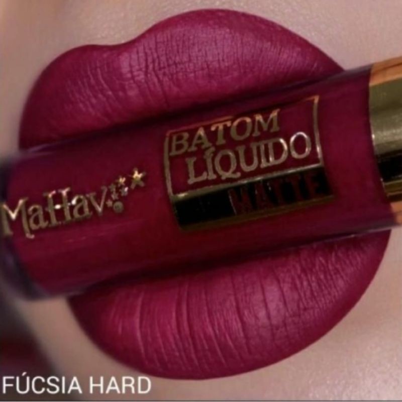 Batom Líquido Efeito Matte Toque Aveludado Marca Mahav Cor Fúscia Hard