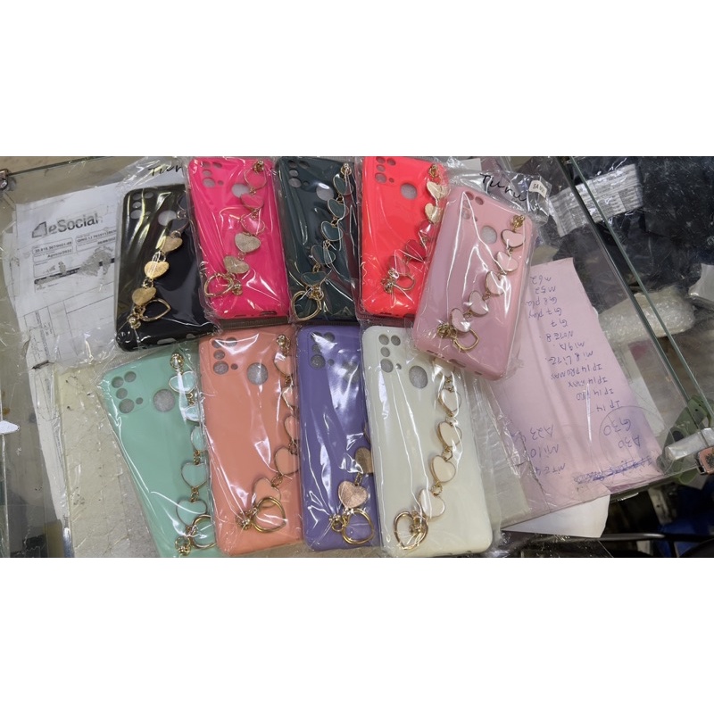 Capa De Celular Silicone Flexível Com Corrente Para Xiaomi POCO F6 Pro NOTE 10 5G 10 PRIME Poco M3