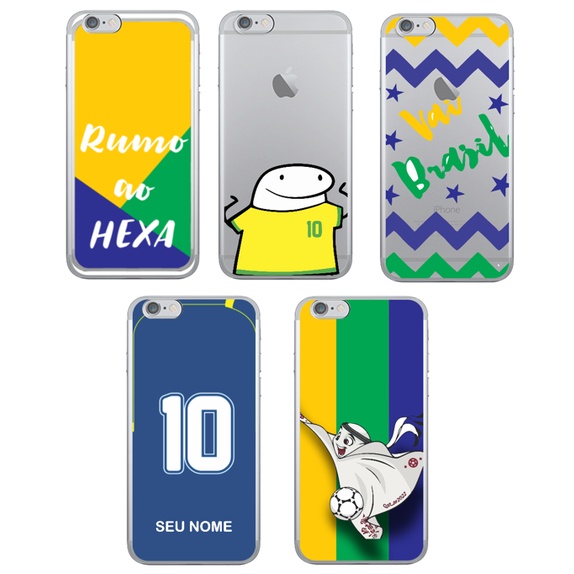 CAPA CAPINHA DESENHOS VARIADOS COPA DO MUNDO  BRASIL CAPINHA PARA IP  6/6s-7/8-6/6s PLUS-7/8 PLUS
