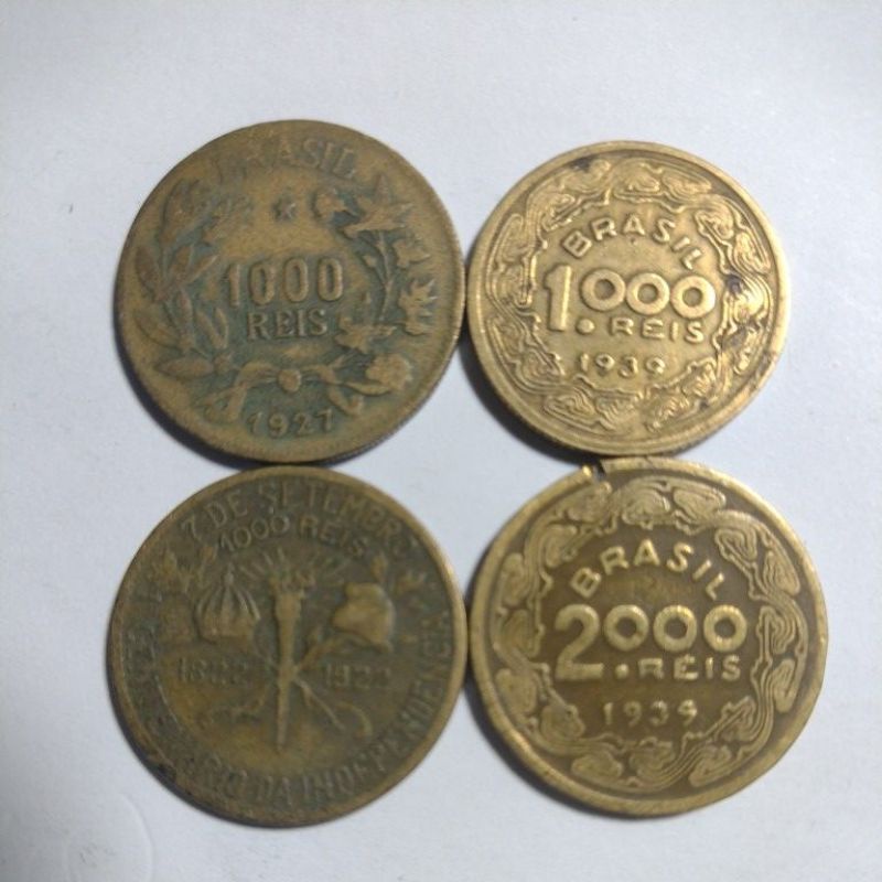 1 moeda 1000 reis raras cobre 1927-mais dois mil reis 1939- mil reis 1939 - mil reis 1933