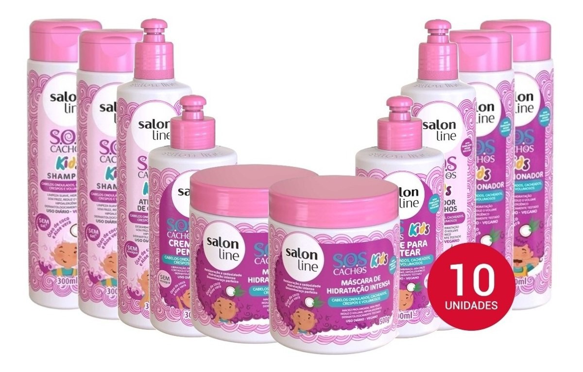 Kit Salon Line Sos Cachos Kids Infantil 09 Produtos Shopee Brasil
