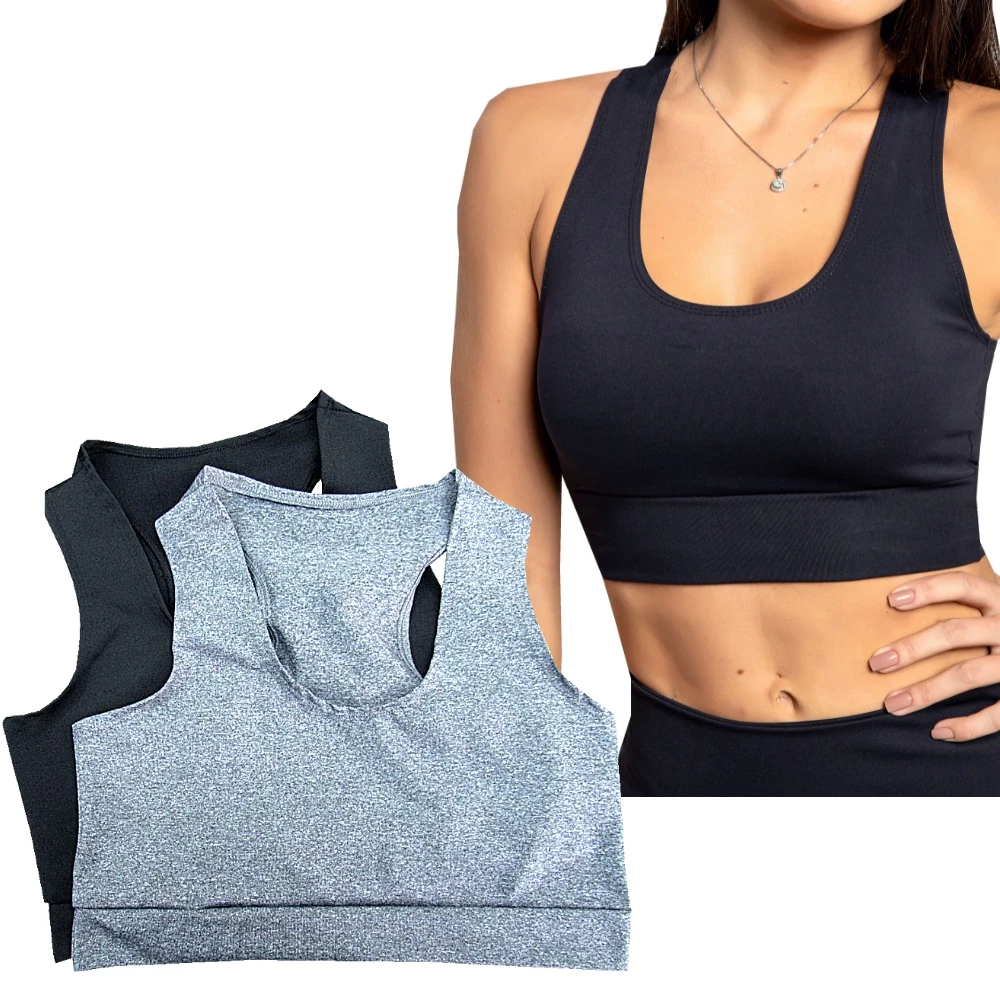 Kit 3 Top Academia Moda Fitness Lisa Suplex Esporte Treino Roupas Feminina — imagem 1