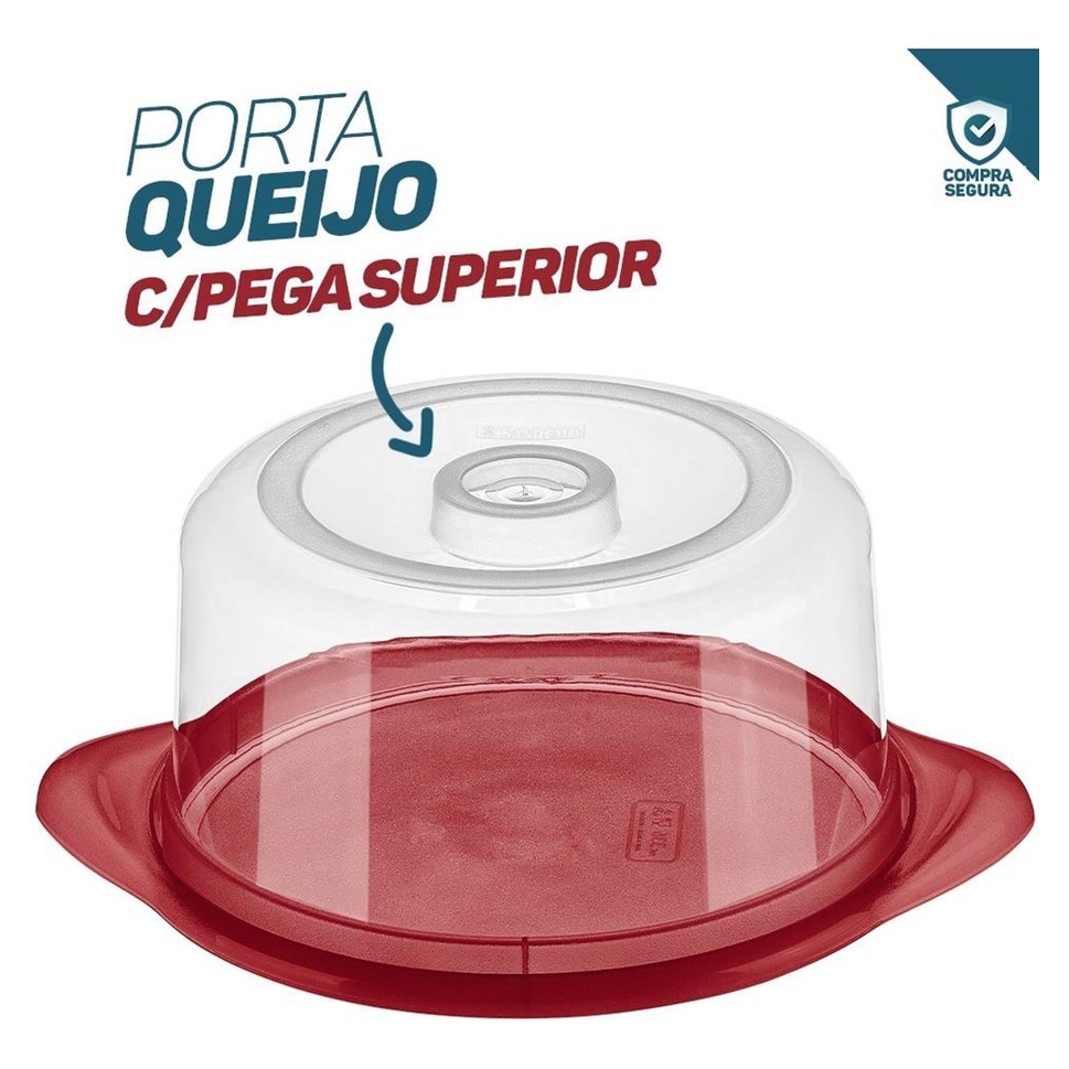 Queijeira Porta Queijo Com Prato Plastico Com Tampa Sanremo Praticidade Organização