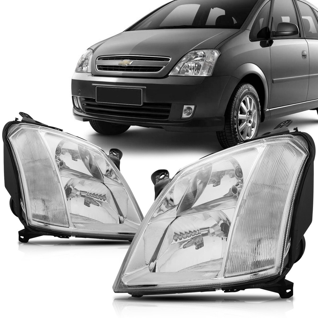 Farol Meriva 2002 2003 2004 2005 2006 2007 2008 2009 2010 2011 2012 Foco Duplo Cromado