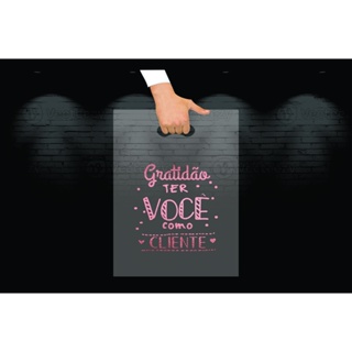Sacolas Plástica 30x40 - Gratidão ter Você como Cliente em Oferta na Shopee