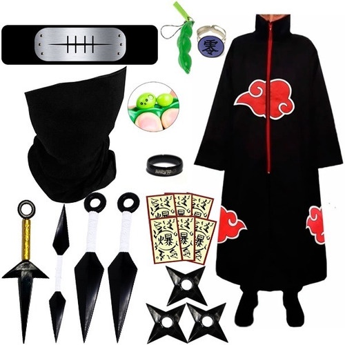 Roupa Naruto Akatsuki Kit Bandana Pain Com Chaveiro Pop It