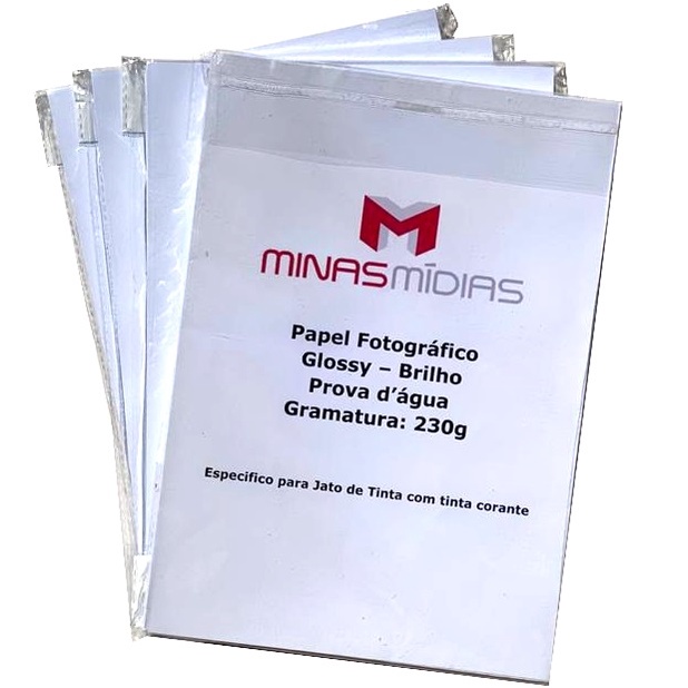 Papel Fotográfico A3 Glossy 230g - Papel Foto Brilhante - À Prova D'água - 100 Folhas - para Jato de Tinta