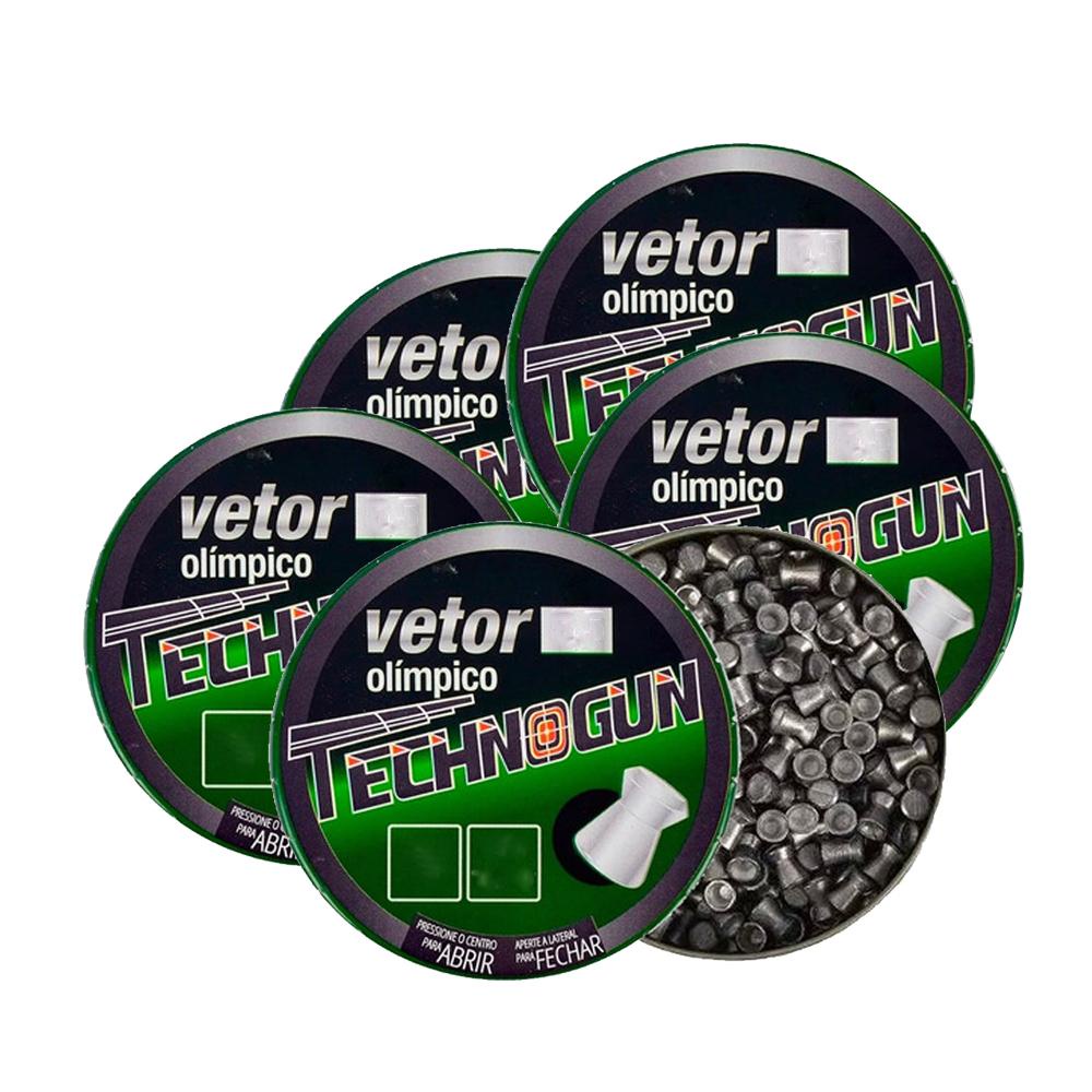 5 Latas de Chumbinho Vetor 5.5mm 625 Unidades – Technogun - Sports & Outdoors