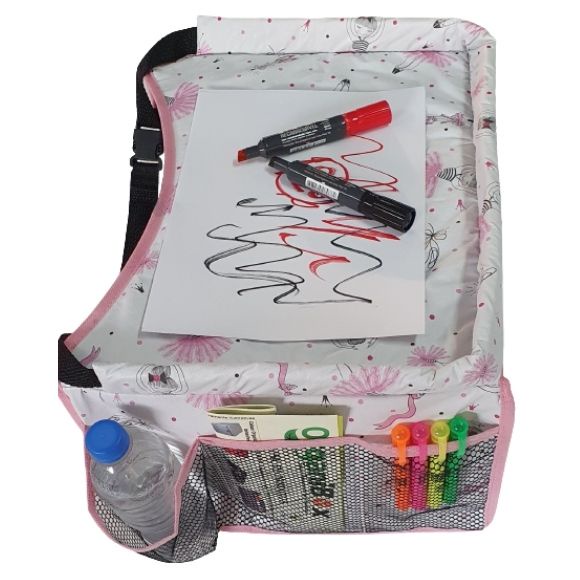 Mesinha de Atividade Portatil Carro Apoio Para Cadeirinha  Brincar Feminino Rosa
