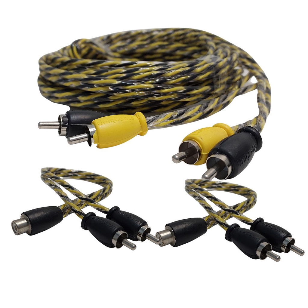 Cabo Rca 5m e 2 Y 2m1f Automotivo Blindado Alta Performance Qualidade para Módulo Amplificador Potencia
