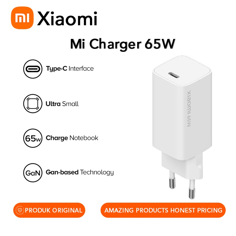 Carregador Rápido USB Tipo-C De Saída Smart Xiaomi GaN 65W Original PD 48 % Smaller 20V = 3.25A 10V 5A Para Phone