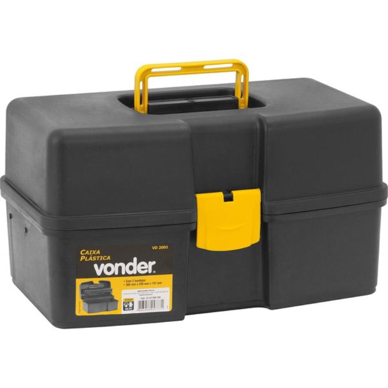 Caixa Plástica 14,5 POL para Ferramentas 2 Bandejas 37 x 22 x 20 CM VD 2001 VONDER - Home & Living