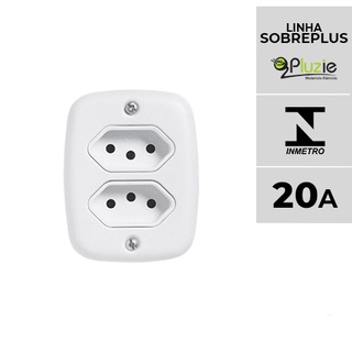 Tomada dupla 20A Pluzie Sobreplus Sistema X sobrepor