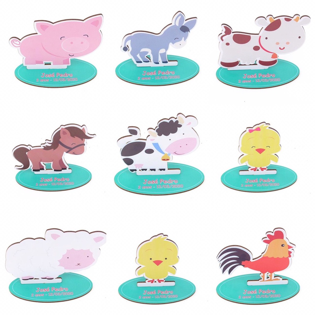 Centro De Mesa Fazendinha Mdf Colorido Personalizado lembrancinhas infantis