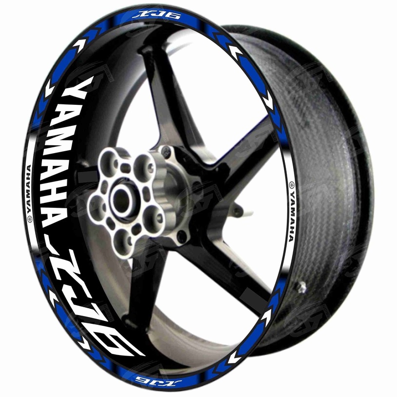 Adesivo Friso Refletivo Roda Moto Yamaha XJ6 XJ 6N XJ 6F XJ6N XJ6F + Adesivos Internos M01 azul