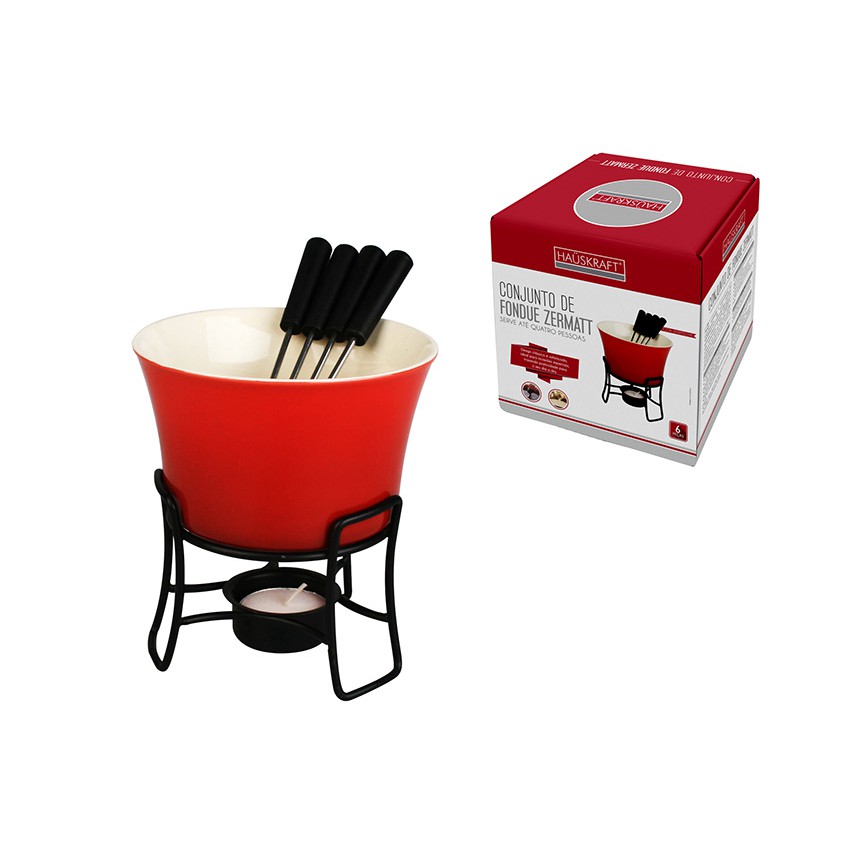 Conjunto de Fondue Zermatt Vermelho Hauskraft Shopee Brasil