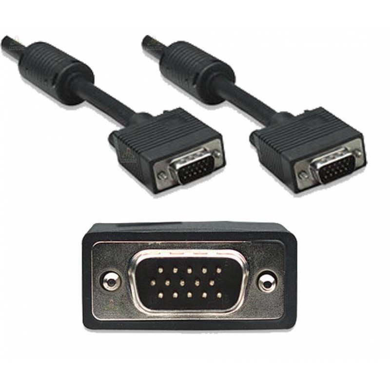 Cabo para Monitor VGA / SVGA / RGB com Filtro de Ferrite blindado injetado nas duas pontas. Terminação: HD15 macho x HD15 macho (DB15). Comprimento: 15 metros.