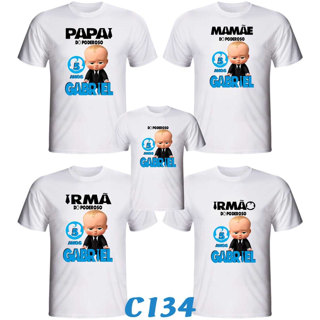 Kit 6 Camisetas Personalizada " O Poderoso Chefinho " para Aniversário ou festa Temática