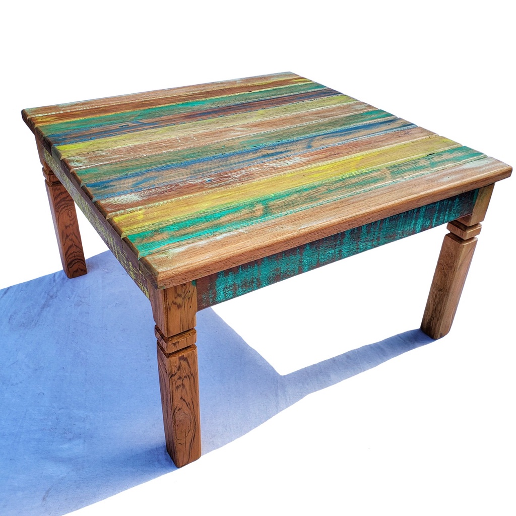 Mesa Rustica De Centro Lateral E Canto Em Madeira Demolição