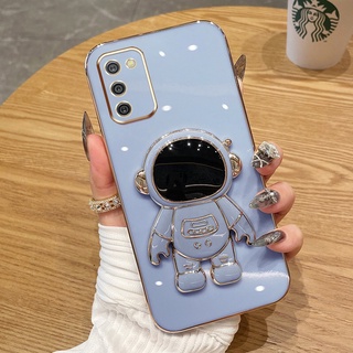 Capa De Luxo Para Samsung Galaxy A03S Macaron Cor Com Suporte De Astronauta De Alta Qualidade