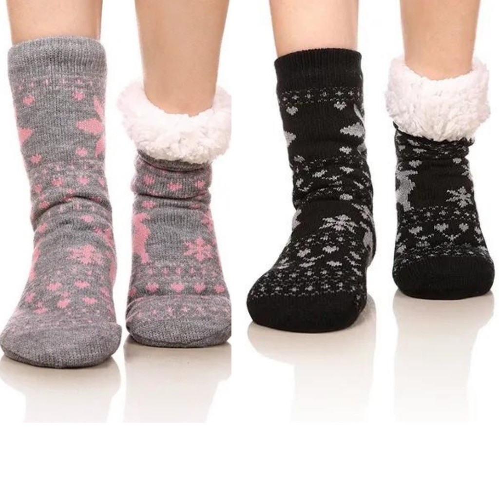 Meia Pantufa Sherpa Forrada Térmica Pelúcia Unissex Tamanho Único Antiderrapante Confortável