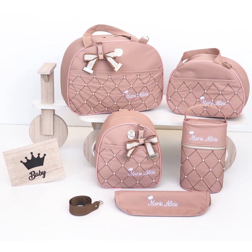 Bolsa Maternidade Personalizada Pérola 5 Peças Térmica