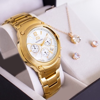 Relógio Champion Ana Hickmann Feminino Dourado AH30228H Kit Colar e Brincos