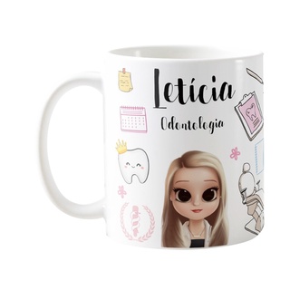 Caneca Personalizada Profissão Odontologia para Dentista com Nome e Avatar