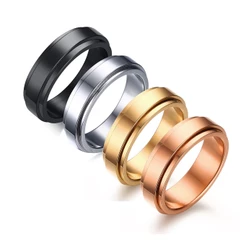 Vnox Anel De Ouro Rosa Brilhante Com 6mm Unissex/Bijuteria De Lei