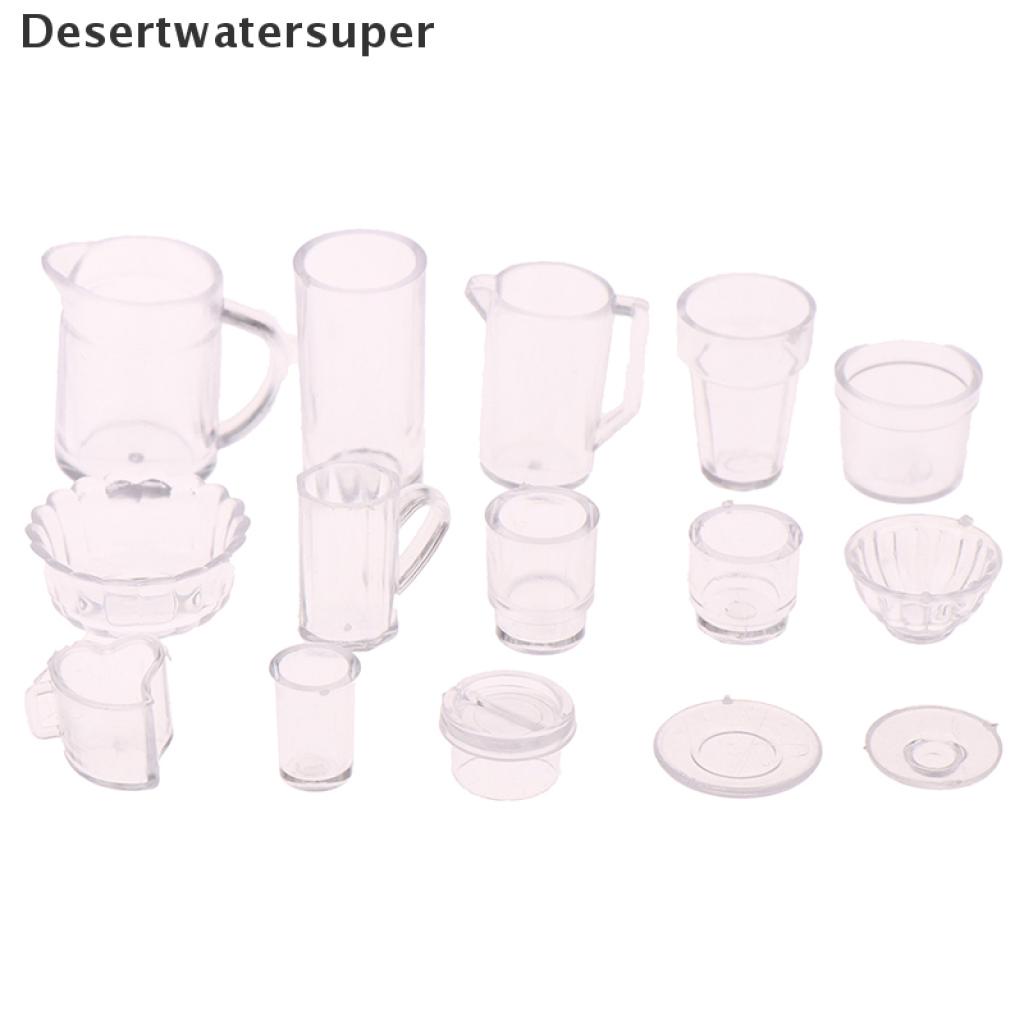 SuperToys 15Pcs/Set 1 : 12 Dollhouse Miniatura Utensílios De Cozinha Copo Para Bebida Prato Louça Mesa