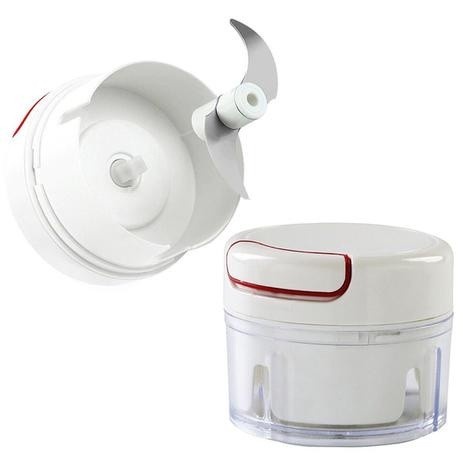 Mini Processador Triturador de Alimento Manual Multiprocessador Utensílio Cozinha 2 Lâminas Inox Alho