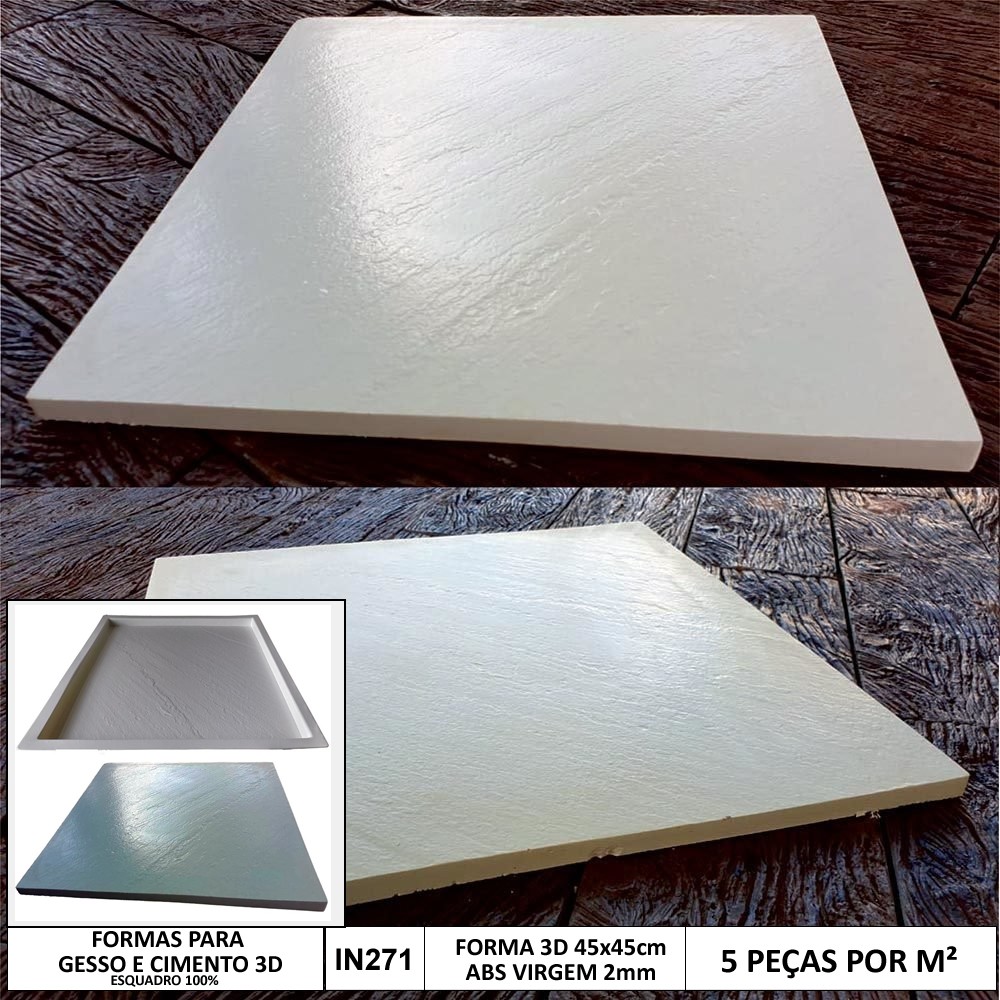 Forma 3d Pedra Rústica Piscina 46x46cm Abs 2mm Molde Para Gesso ou Cimenticio 3d