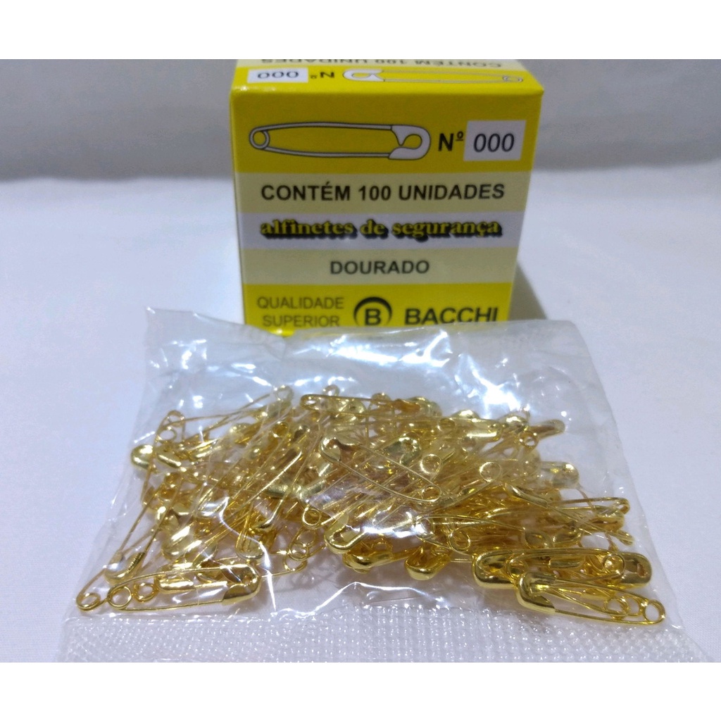 300 MINI ALFINETE DE SEGURANÇA DOURADO Nº000 19 MM