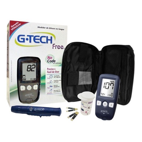 Kit Medidor de Glicose Gtech Free aparelho de diabetes G-tech