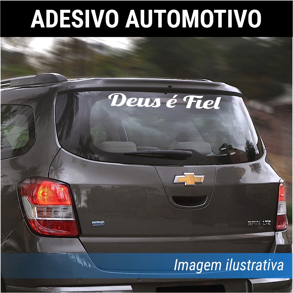 Adesivo De Carro 47cm - Deus É Fiel - Branco - Parabrisa, Lataria, Vidro