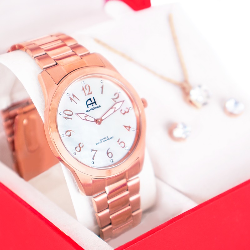 Kit Relógio Feminino Champion Ana Hickmann Analógico Original Mulher Esposa Namorada Barato Slim Madre Pérola AH20088Z em Oferta na Shopee