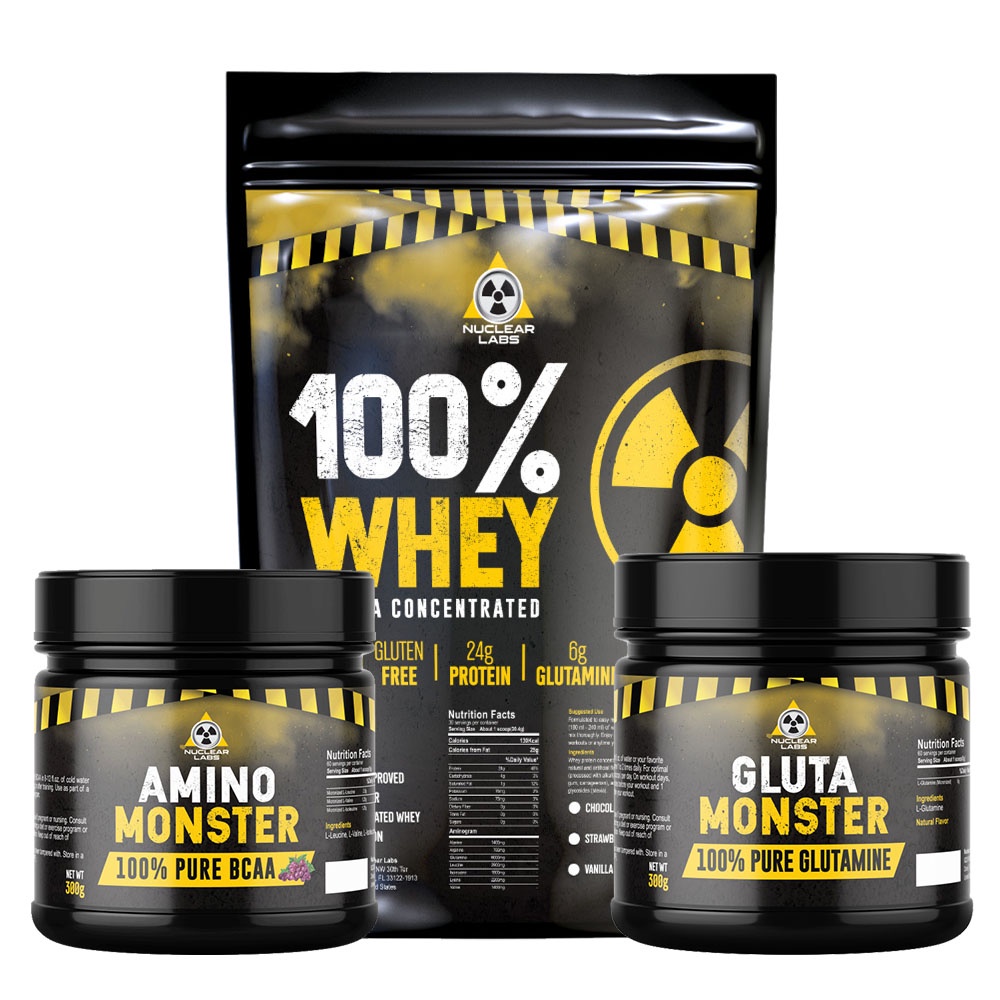 Kit Monster Whey Protein 100 2Kg BCAA 300g Glutamina 300g Shopee Brasil