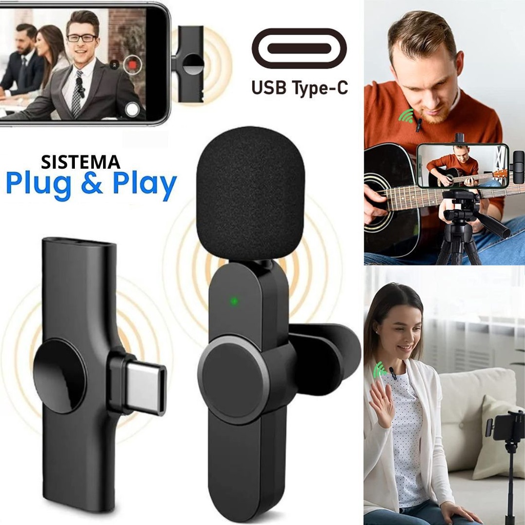 Microfone de Lapela Sem Fio Wireless Celular Profissional Vídeo Filmagem