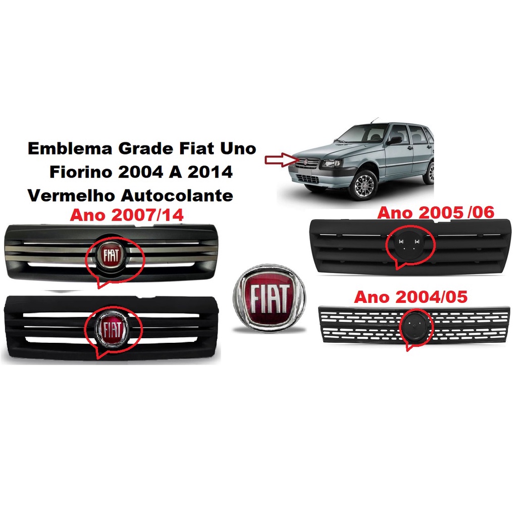 Emblema Grade Uno Mille Fire Flex Fiorino Palio Siena Fiat Vermelho 85mm