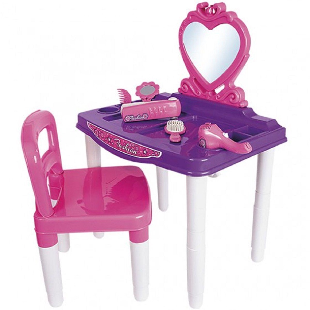 Penteadeira Infantil Rosa De Brinquedo Com Cadeira Poliplac | Shopee Brasil