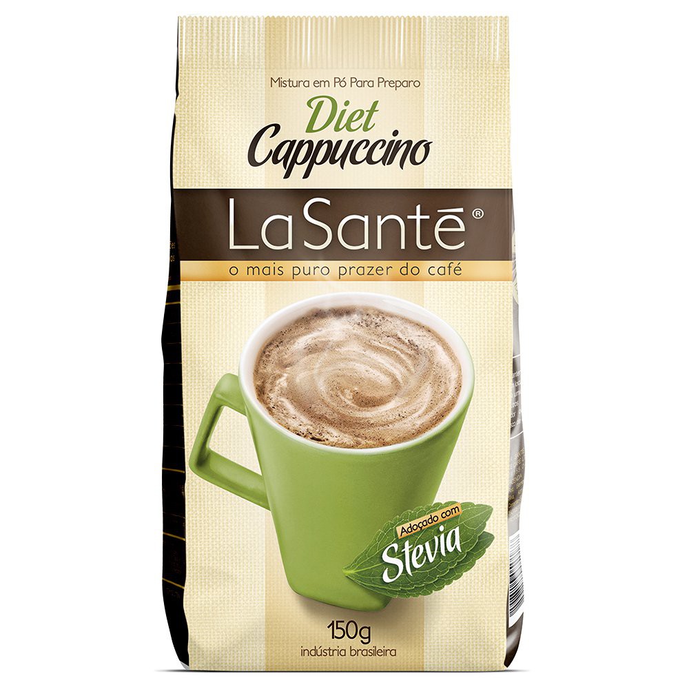 Cappuccino Diet La Santé Adoçado Com Stévia Embalagem Pouch Com 150 Gramas Mistura Em Pó Para Preparo