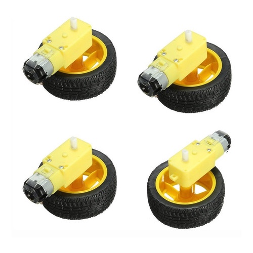 Kit 4 Pcs - Roda + Pneu + Motor Dc 3 A 6v Robótica, Chassis