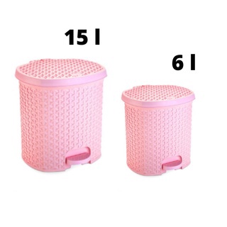 Lixeiras Rattan Plástica 15 L + 6 L Com Pedal para Cozinha/Banheiro/Escritório/Quarto - ROSA. em Oferta na Shopee