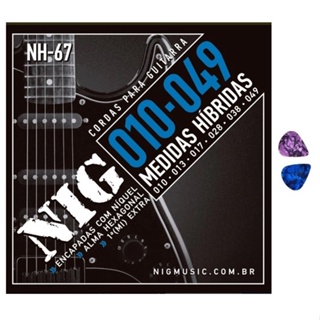 Encordoamento Para Guitarra NIG .010 Híbridas NH67 Cordas + 2 Palhetas em Oferta na Shopee