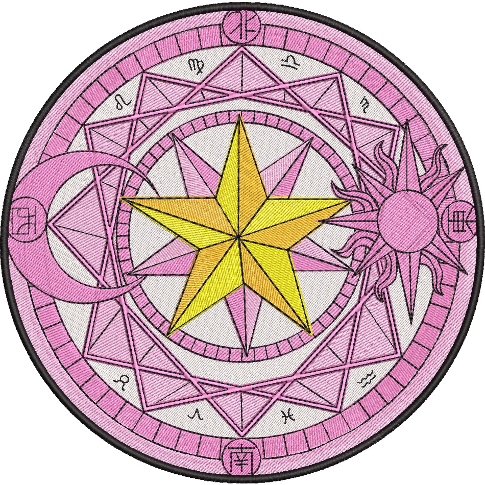 Sakura Card Captor Patch redondo sol lua estrela kawaii grande simbolos